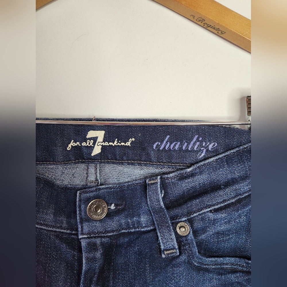 7 For All Mankind Dark Blue Flare Jeans - Picture 4 of 13